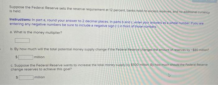 Solved Suppose The Federal Reserve Sets The Reserve | Chegg.com