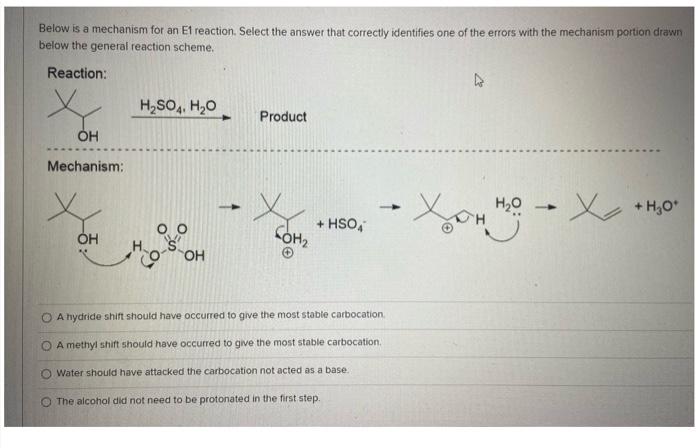 Solved Below is a mechanism for an E1 reaction. Select the | Chegg.com
