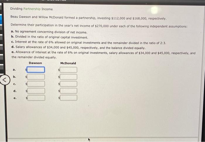 solved-beau-dawson-and-willow-mcdonald-formed-a-partnership-chegg