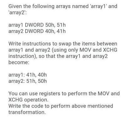 Solved Given the following arrays named 'array7' and | Chegg.com