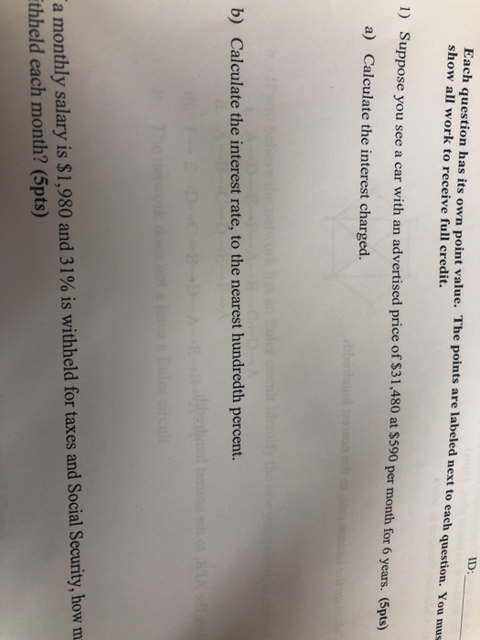 Solved ID: Each question has its own point value. The points | Chegg.com