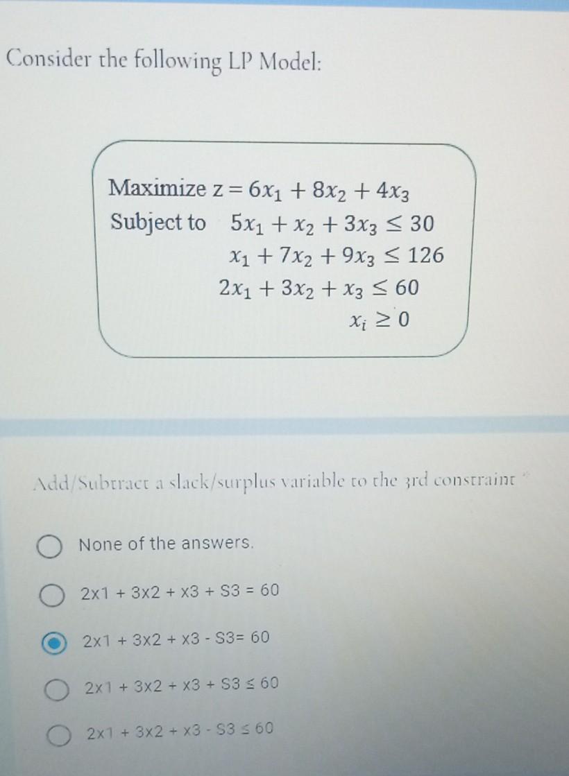 Solved Consider The Following Lp Model Maximize Z 6x1 8x2