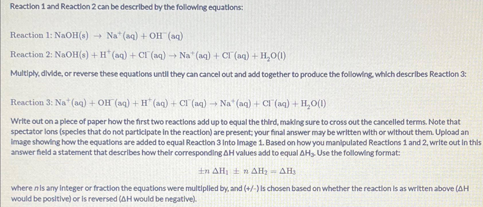 Solved Reaction 1 ﻿and Reaction 2 ﻿can be described by the