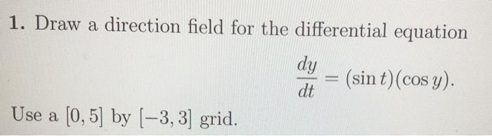 Solved 1. Draw a direction field for the differential | Chegg.com