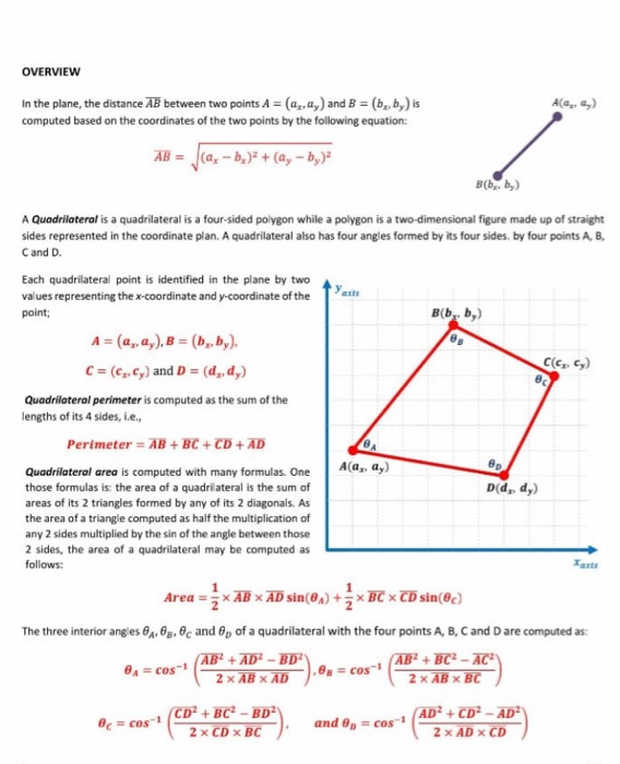 Solved OVERVIEW In the plane, the distance AB between two | Chegg.com