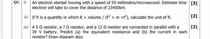 Solved An electron started moving with a speed of 50 | Chegg.com