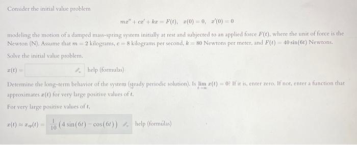 Solved Consider The Initial Value Problem