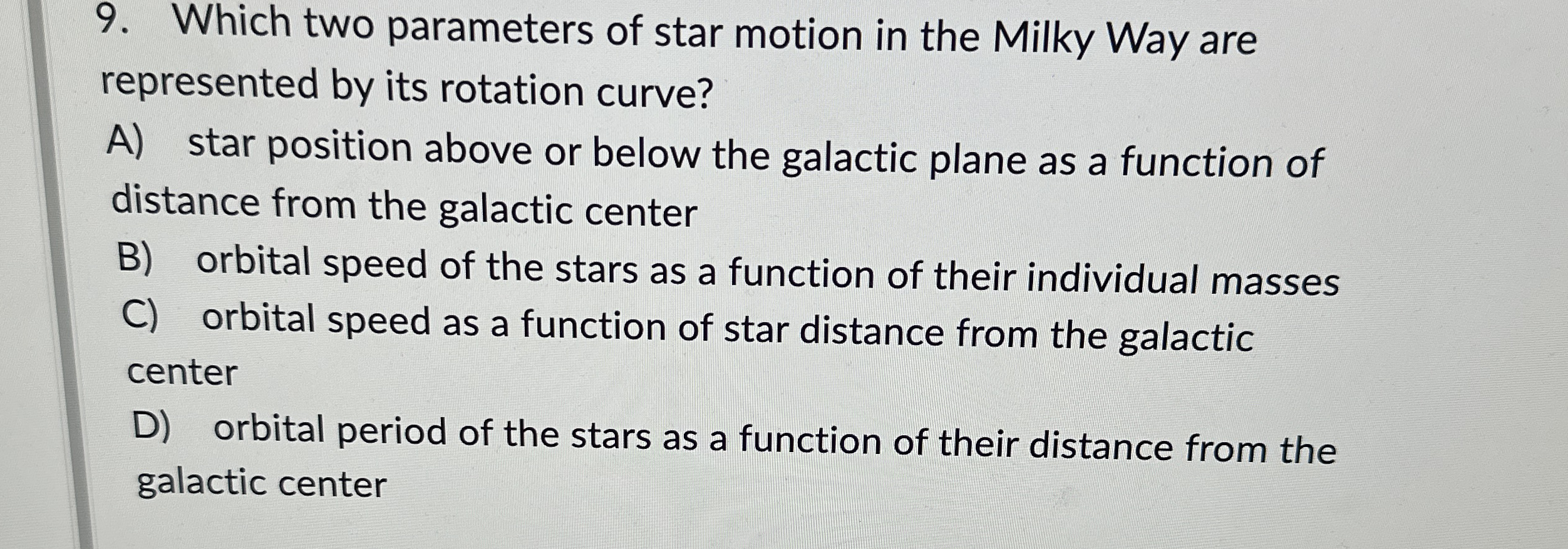 Solved Which two parameters of star motion in the Milky Way | Chegg.com