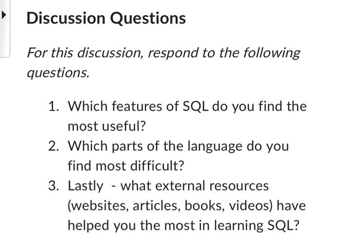 Solved Discussion Questions For this discussion, respond to | Chegg.com