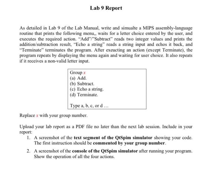 Solved Lab 9 Report As detailed in Lab 9 of the Lab Manual, | Chegg.com