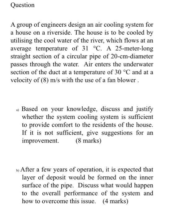 Solved Question A Group Of Engineers Design An Air Cooling | Chegg.com