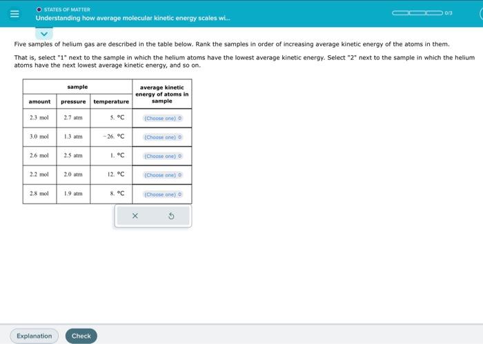 Solved Five samples of helium gas are described in the table | Chegg.com