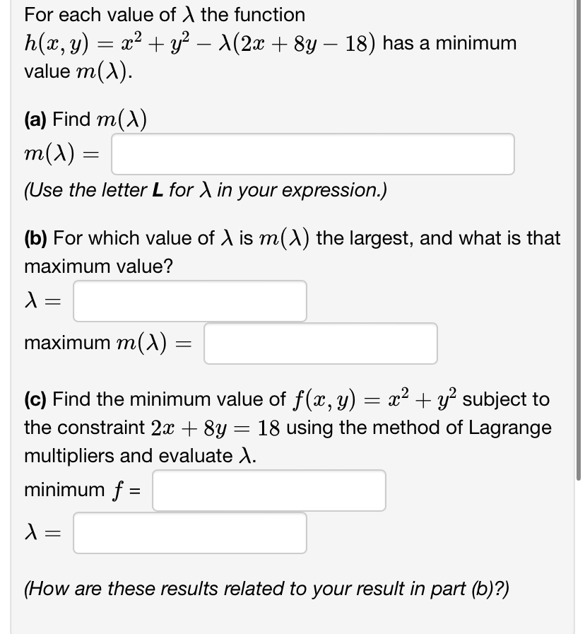 Solved For each value of λ ﻿the function | Chegg.com
