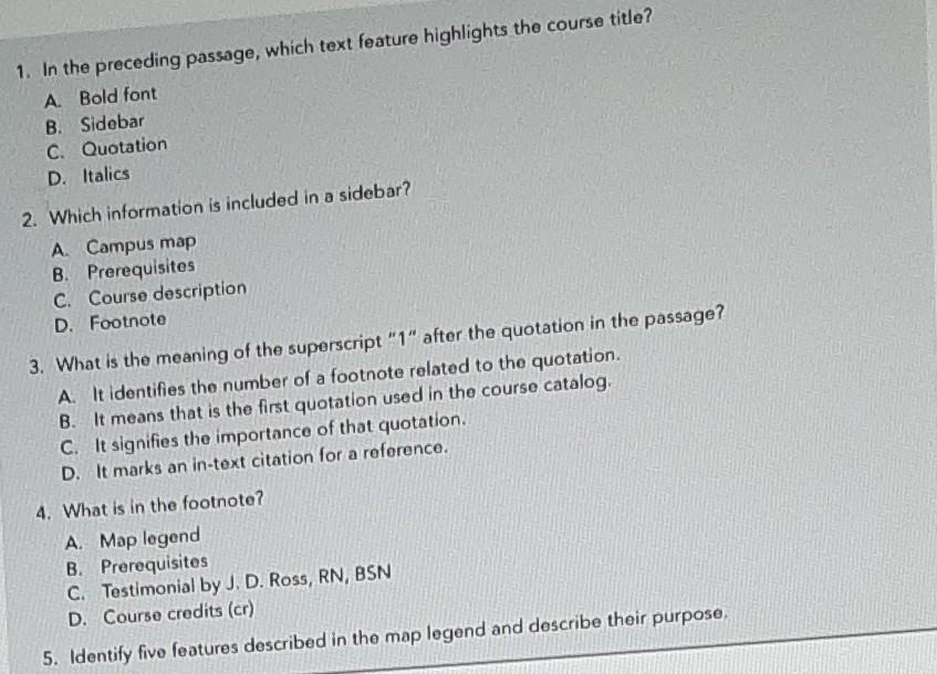 Solved Read the following passage. Then answer the questions | Chegg.com