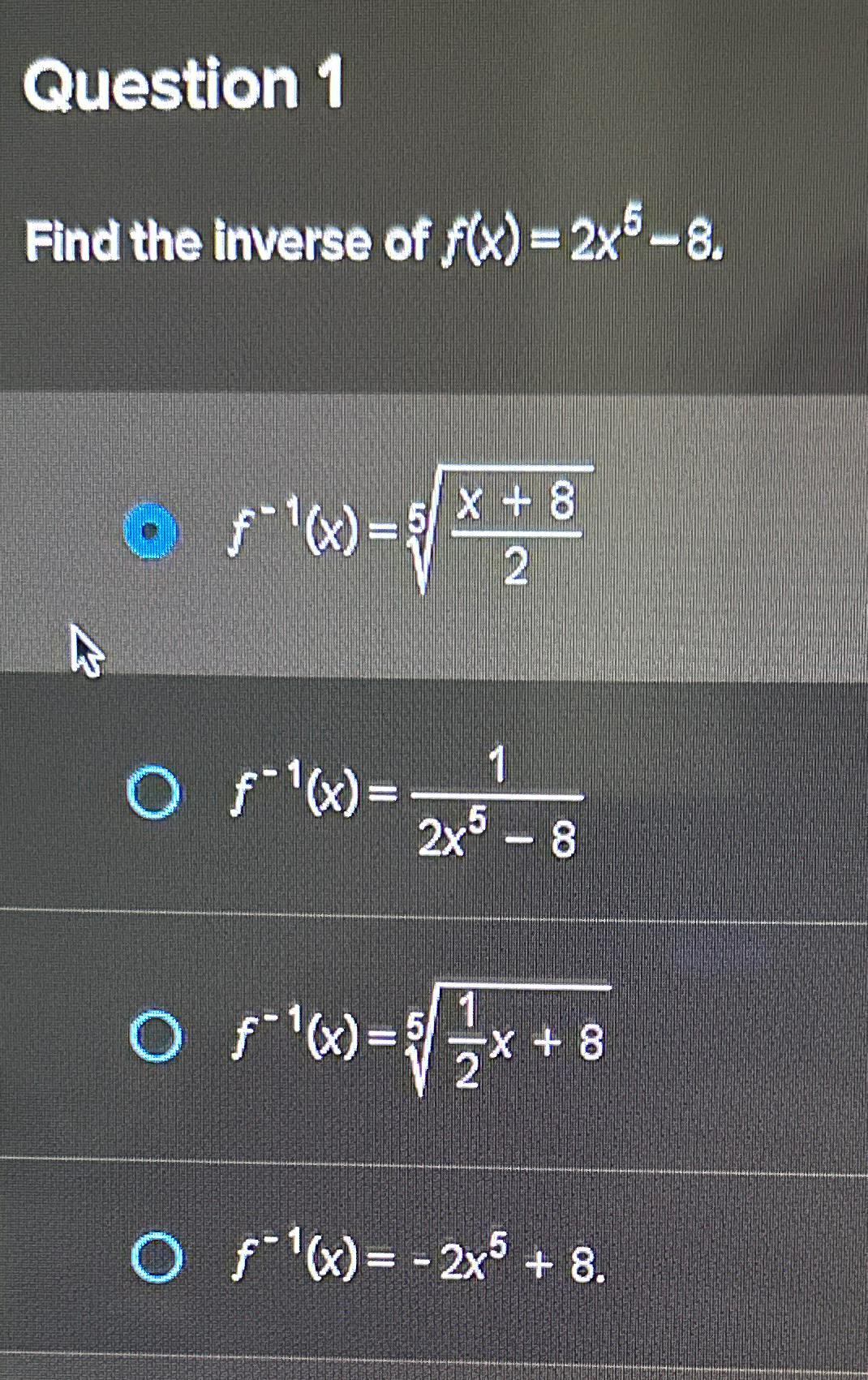 Solved Question 1Find the inverse of | Chegg.com