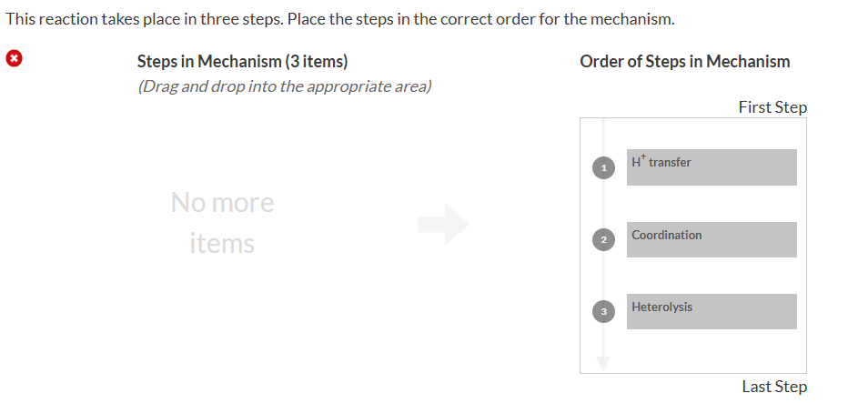 Solved This reaction takes place in three steps. Place the | Chegg.com