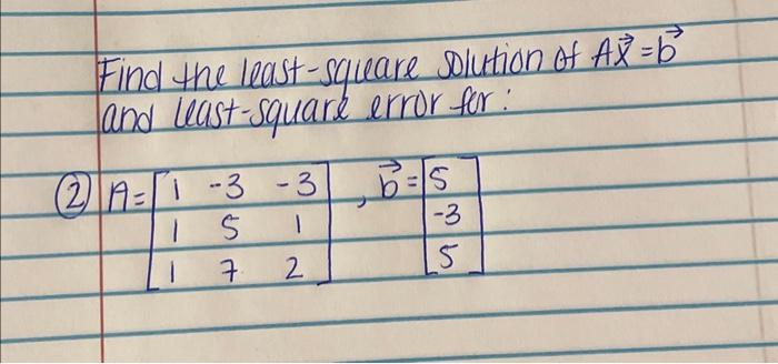 Solved Find the least-squeare solution of Ax=b and | Chegg.com