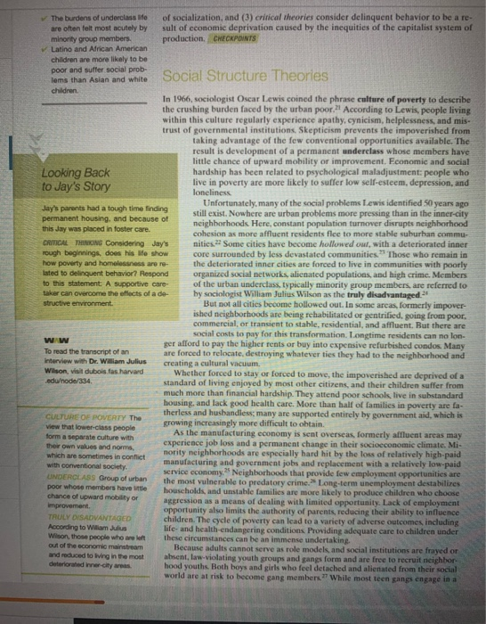 The burdens of underclass ife of socialization, and (3) critical theories consider delinquent behavior to be a re are often f