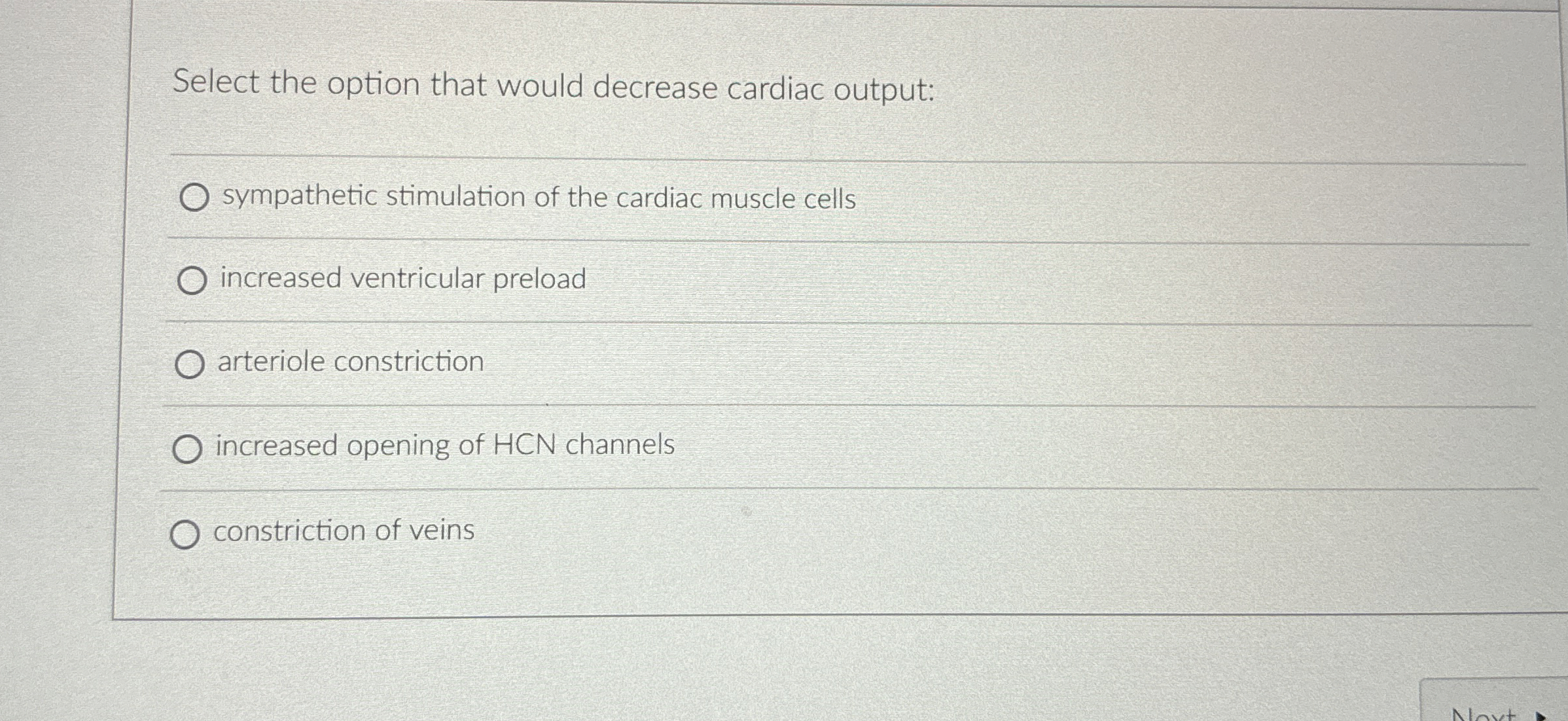 Solved Select the option that would decrease cardiac | Chegg.com