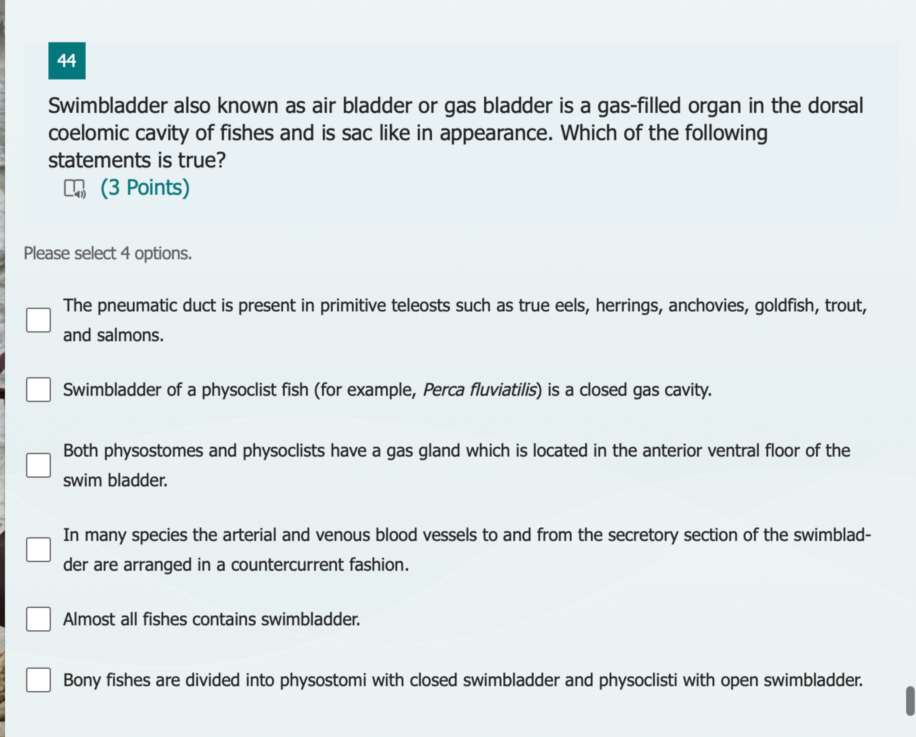 Solved Swimbladder also known as air bladder or gas bladder | Chegg.com