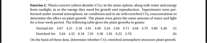 Solved Exercise 2. Plants convert carbon dioxide (CO2) in | Chegg.com