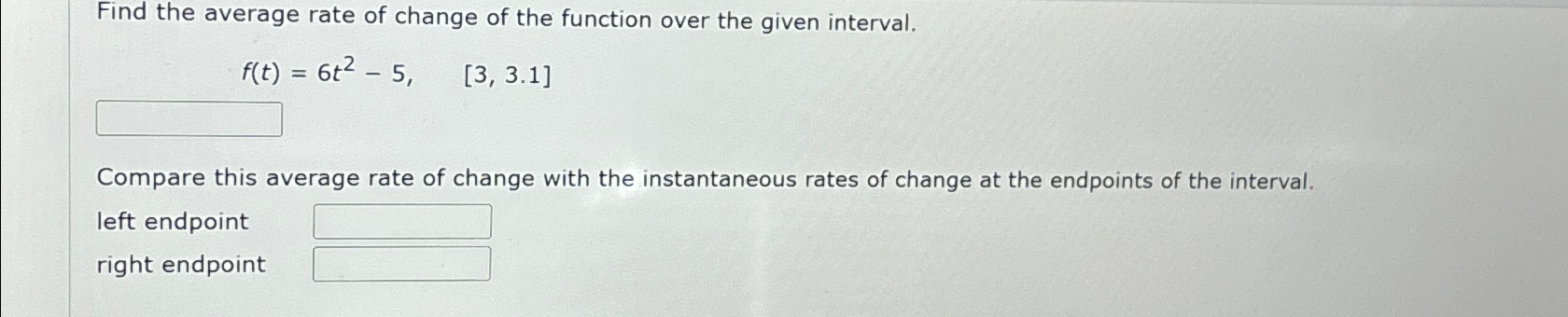 Solved Find the average rate of change of the function over | Chegg.com