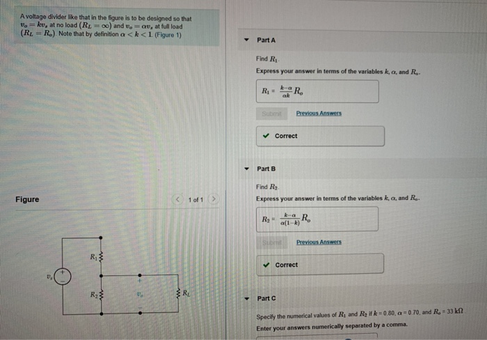 Solved A voltage divider like that in the figure is to be | Chegg.com