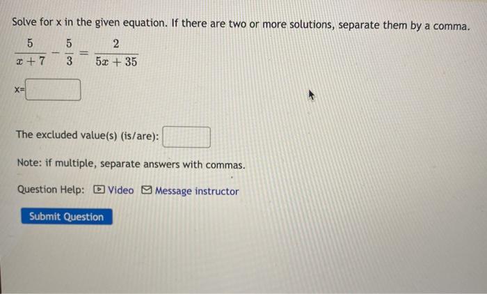 Solved Solve for x in the given equation. If there are two | Chegg.com