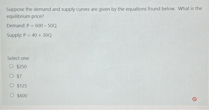 Solved Suppose the demand and supply curves are given by the | Chegg.com