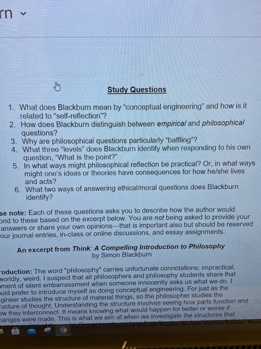 rn v Study Questions 1. What does Blackburn mean by
