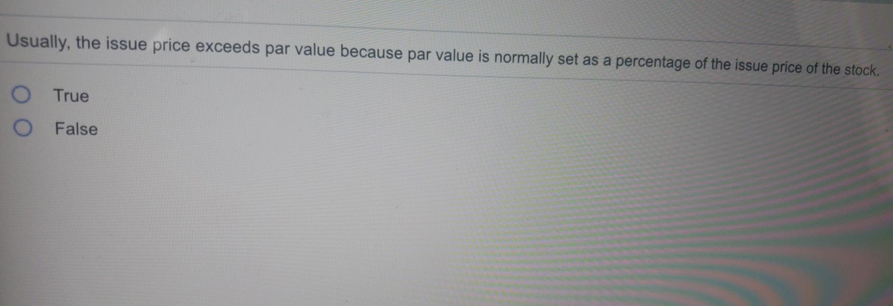is par value the same as issue price