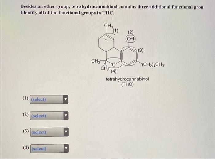 Solved Besides An Ether Group, Tetrahydrocannabinol Contains | Chegg.com