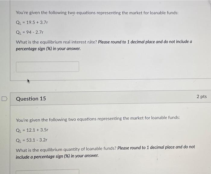 Solved You're given the following two equations representing | Chegg.com