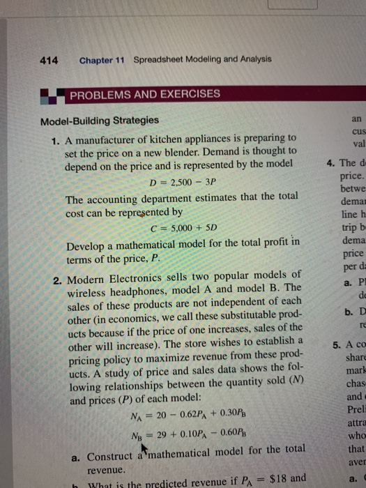 Solved 414 Chapter 11 Spreadsheet Modeling and Analysis | Chegg.com