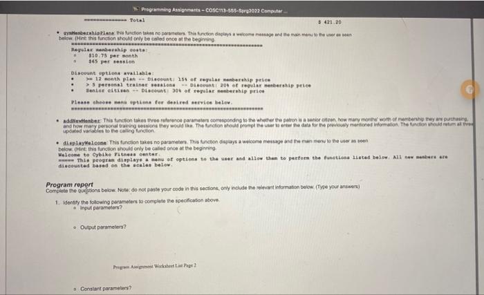 Programming Assignment2 Problem specification: | Chegg.com
