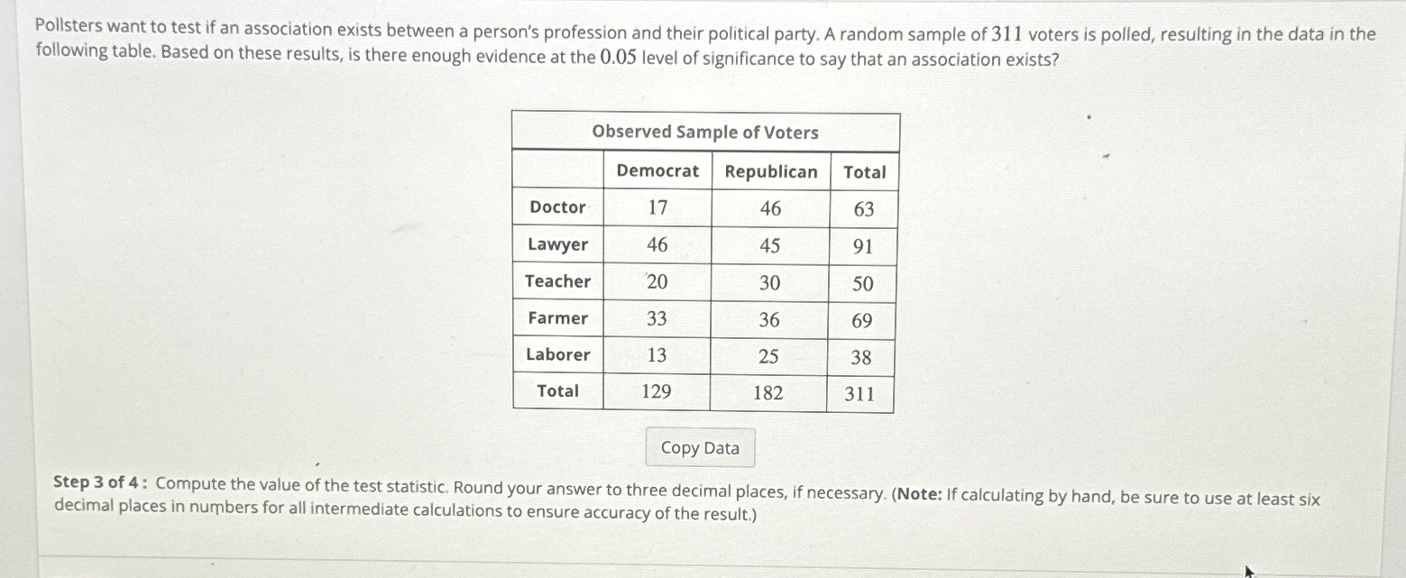 Solved Pollsters Want To Test If An Association Exists | Chegg.com