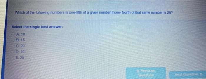 one fifth of a number is 15