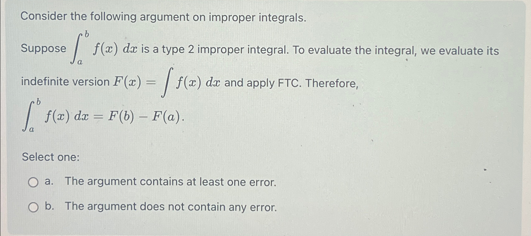 Solved Consider The Following Argument On Improper | Chegg.com