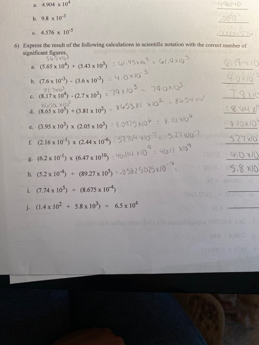 Solved b. (7.6 x 10 - (3.6 x 103 =4.04103 C. (8.17 x 10^) - | Chegg.com