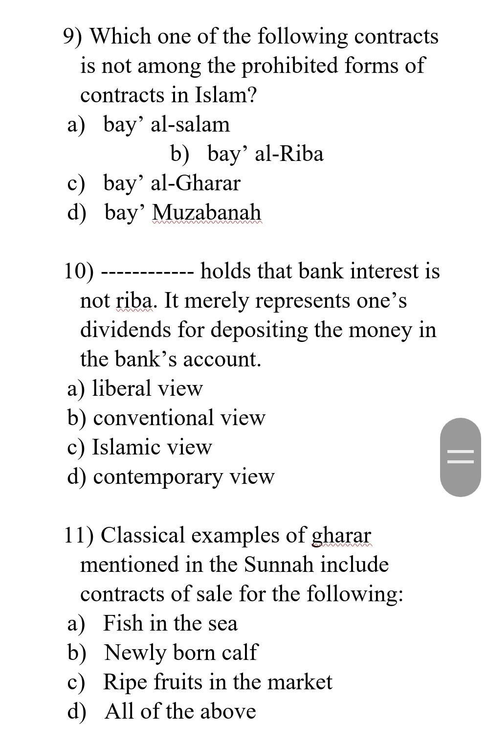 Solved 9 Which One Of The Following Contracts Is Not Among Chegg Com