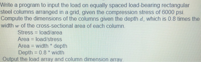 Solved Write A Program To Input The Load On Equally Space Chegg Com