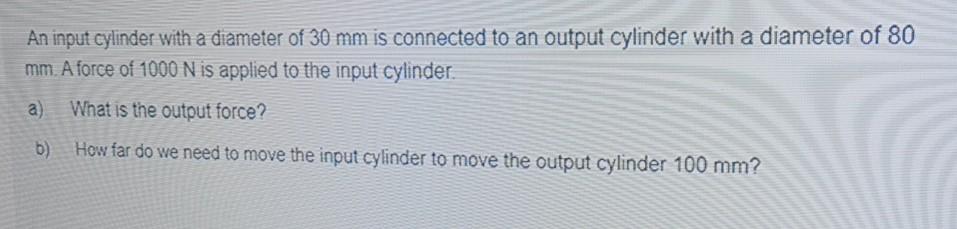Solved An input cylinder with a diameter of 30 mm is | Chegg.com