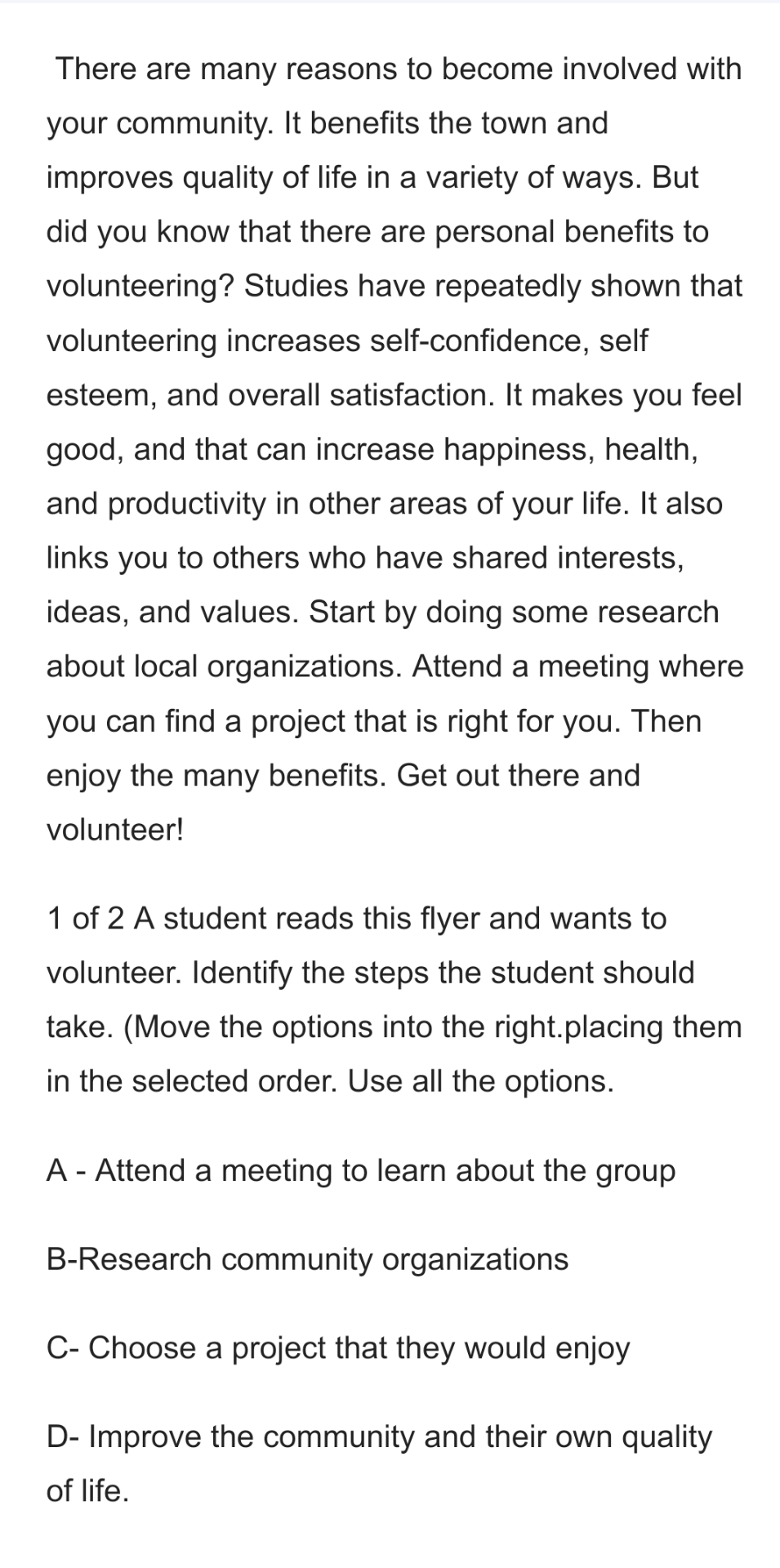 There are many reasons to become involved with your | Chegg.com