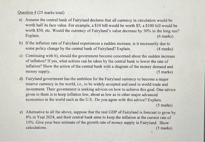 Solved Question 4 (25 marks total) a) Assume the central | Chegg.com