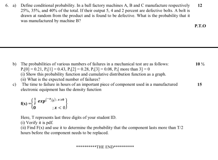 Solved 12 6. A) Define Conditional Probability. In A Ball | Chegg.com