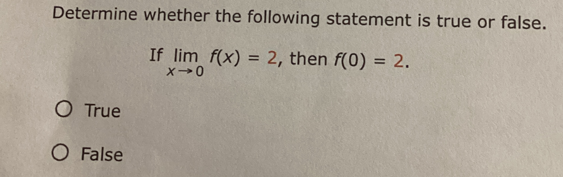 Solved Determine whether the following statement is true or | Chegg.com
