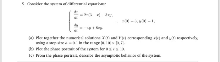 Solved 5. Consider the system of differential equations: de | Chegg.com