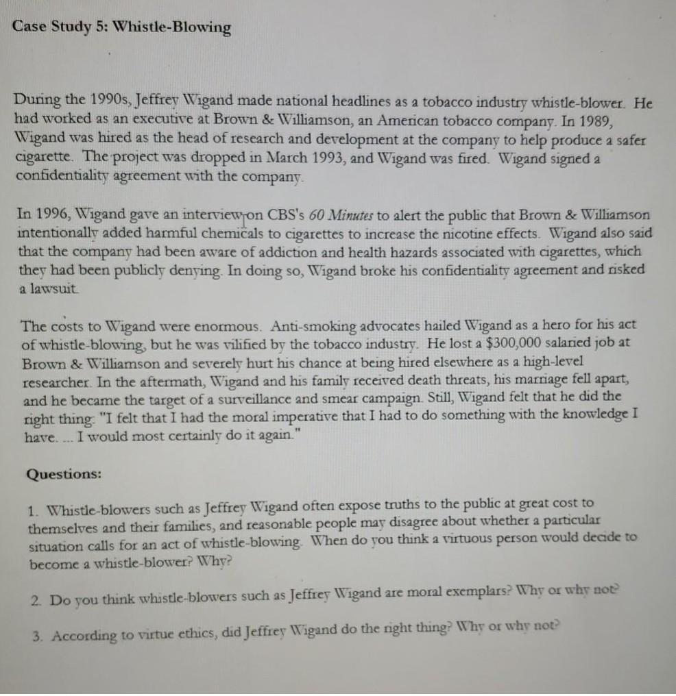 case study of whistle blowing