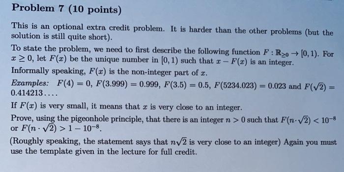 Solved Problem 7 (10 points) This is an optional extra | Chegg.com