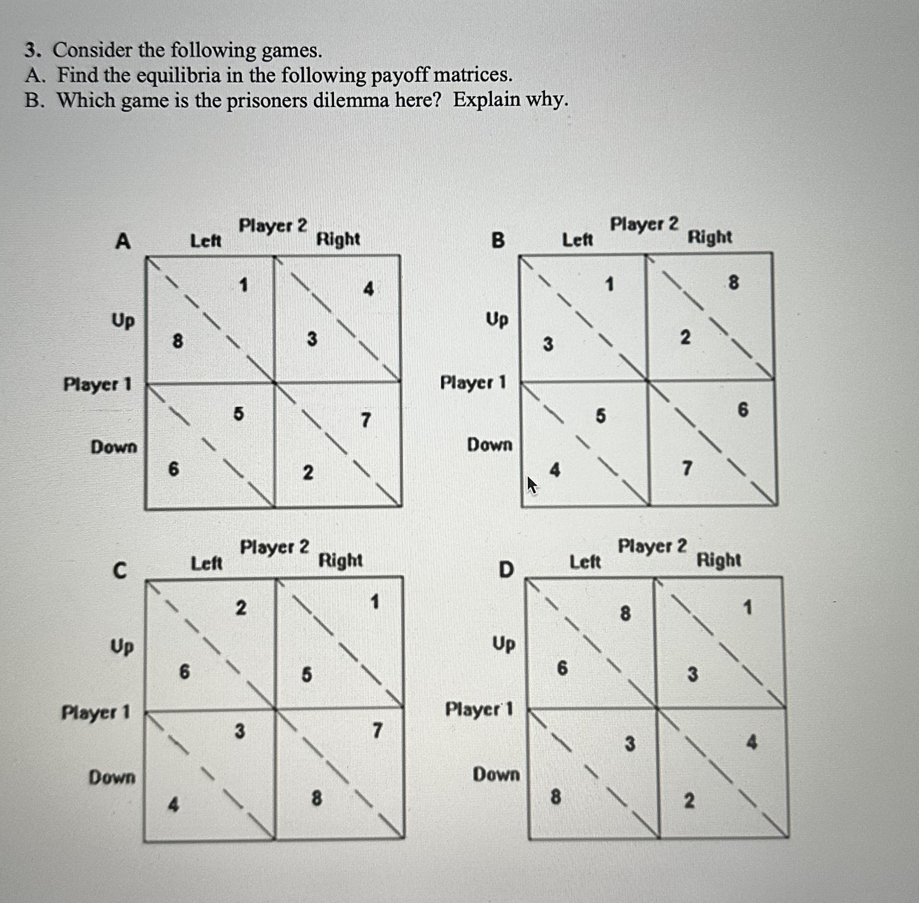 Solved Consider the following games.A. ﻿Find the equilibria | Chegg.com